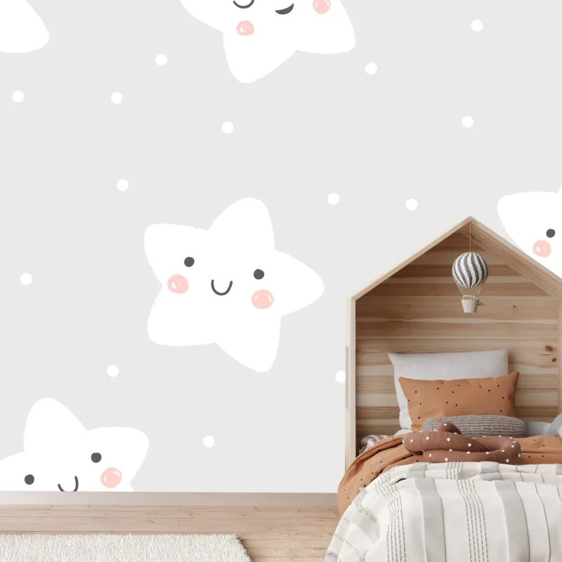 Fototapeta urocze uśmiechnięte gwiazdki do pokoju dziecięcego