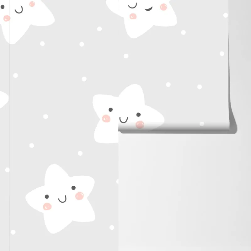 Fototapeta urocze uśmiechnięte gwiazdki do pokoju dziecięcego – Wallissimo® Fototapeta urocze uśmiechnięte gwiazdki do pokoju dziecięcego – Wallissimo®