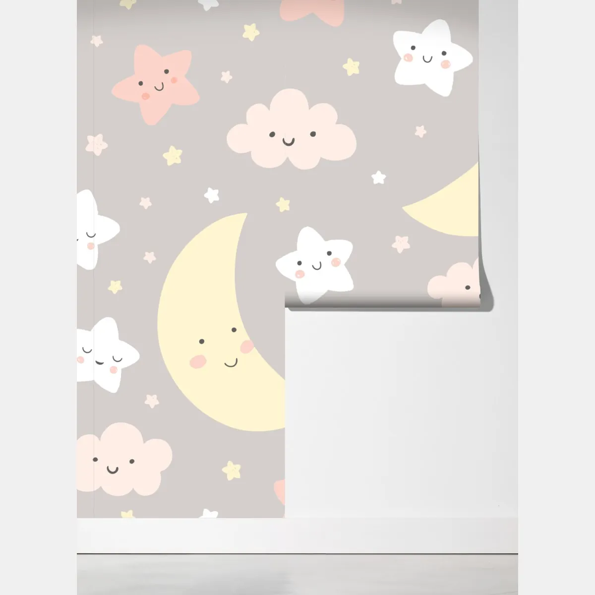 Fototapeta senny księżyc i gwiazdki wzór do pokoju dziecięcego – Wallissimo® Fototapeta senny księżyc i gwiazdki wzór do pokoju dziecięcego – Wallissimo®
