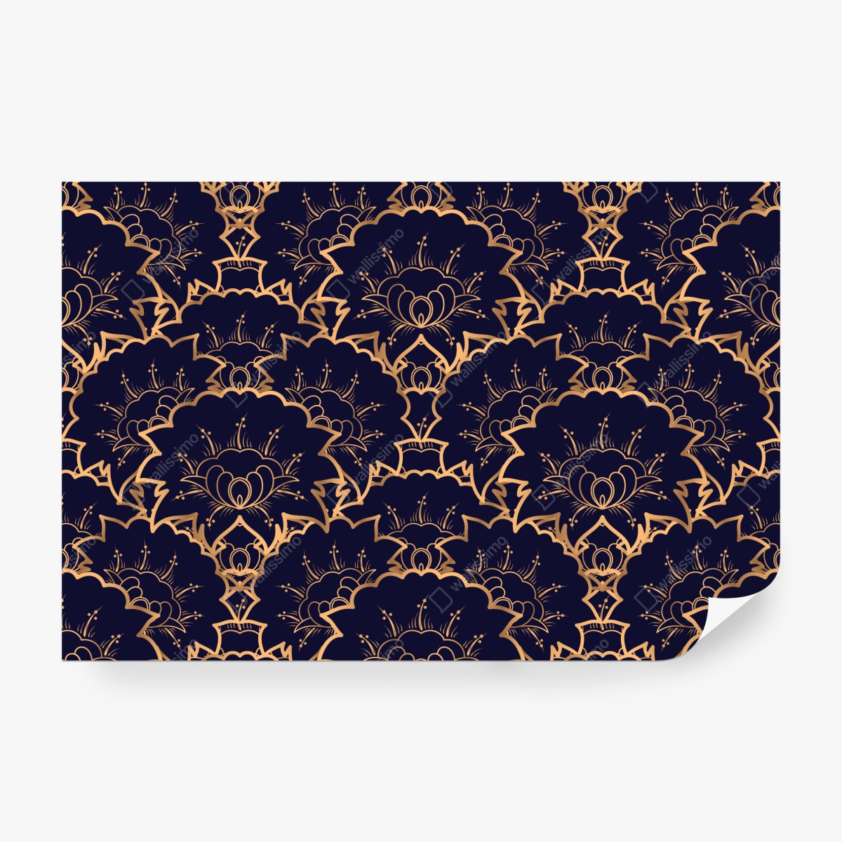 Fototapeta luksusowy złoty wzór kwiatowy na granacie – Wallissimo® Fototapeta luksusowy złoty wzór kwiatowy na granacie – Wallissimo®