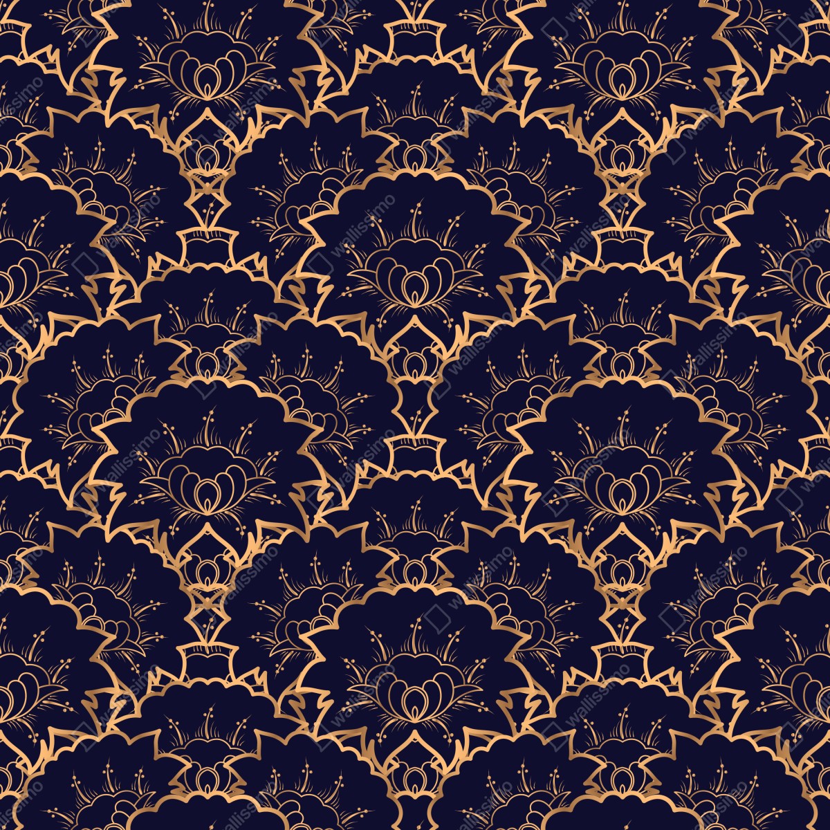 Fototapeta luksusowy złoty wzór kwiatowy na granacie – Wallissimo® Fototapeta luksusowy złoty wzór kwiatowy na granacie – Wallissimo®