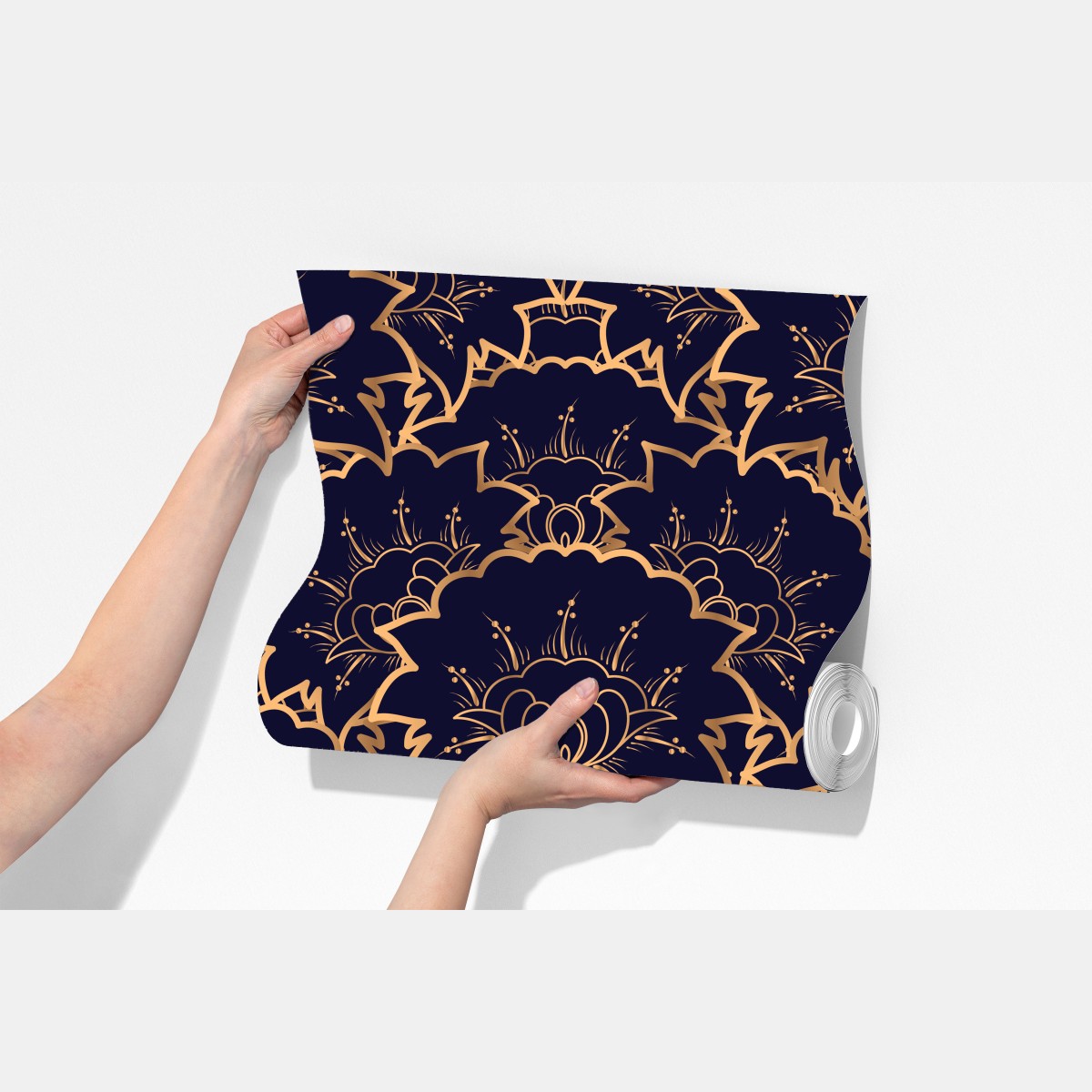 Fototapeta luksusowy złoty wzór kwiatowy na granacie – Wallissimo® Fototapeta luksusowy złoty wzór kwiatowy na granacie – Wallissimo®