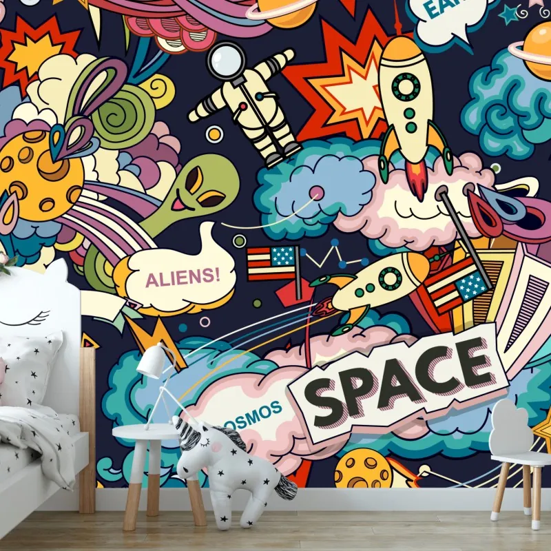 Fototapeta kolorowy kosmiczny kolaż