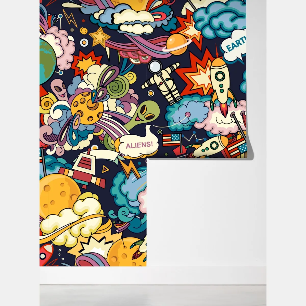 Fototapeta kolorowy kosmiczny kolaż – Wallissimo® Fototapeta kolorowy kosmiczny kolaż – Wallissimo®