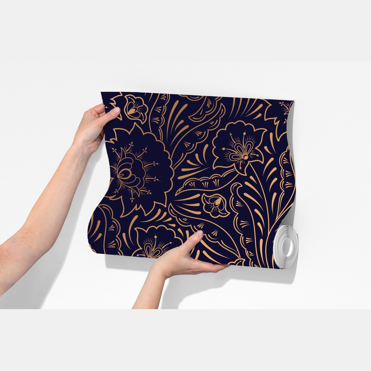 Fototapeta złoty kwiatowy ornament na granatowym tle – Wallissimo® Fototapeta złoty kwiatowy ornament na granatowym tle – Wallissimo®