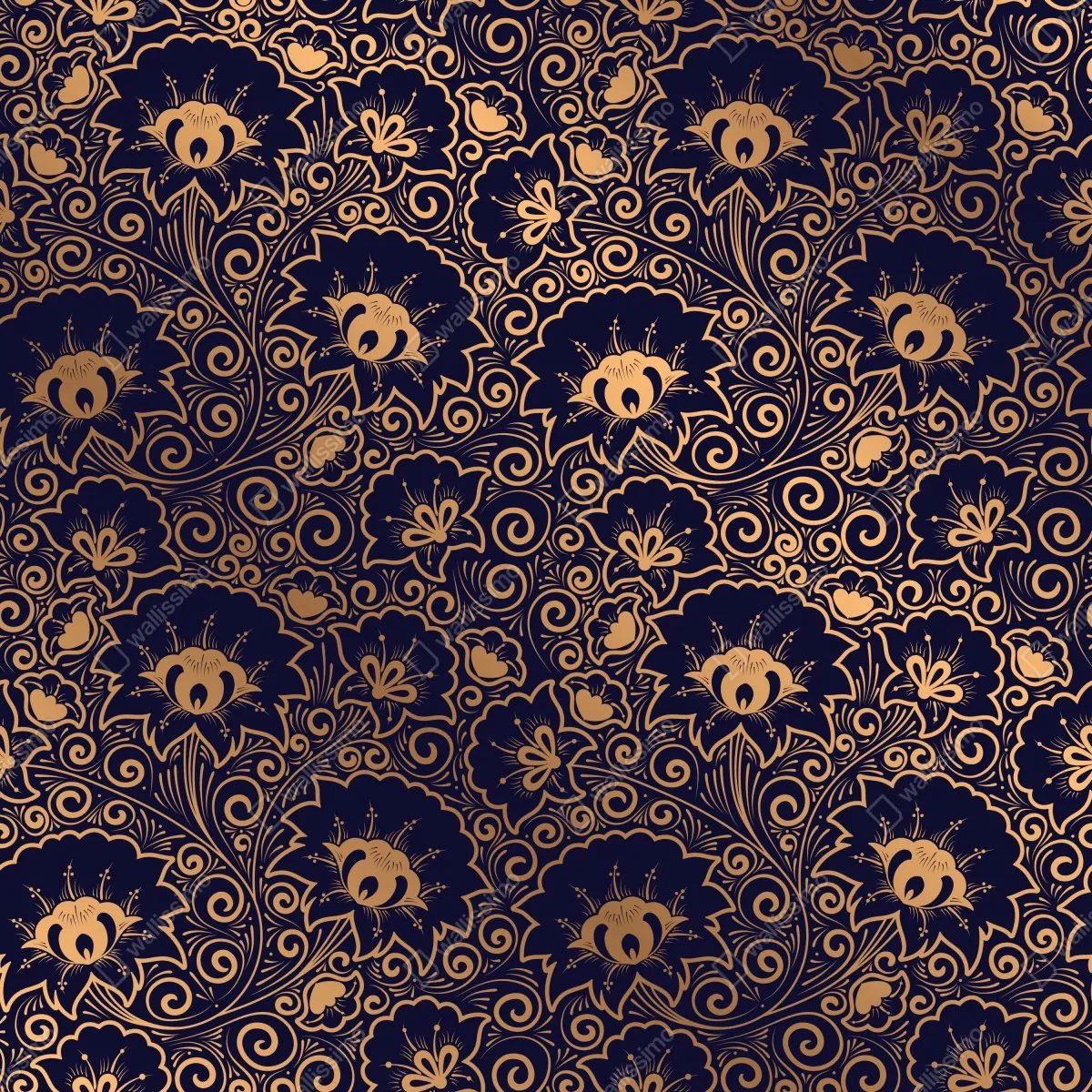 Fototapeta luksusowy złoty wzór kwiatowy na ciemnym tle – Wallissimo® Fototapeta luksusowy złoty wzór kwiatowy na ciemnym tle – Wallissimo®