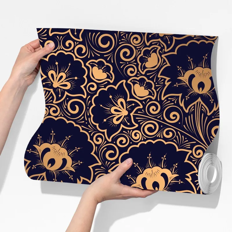 Fototapeta luksusowy złoty wzór kwiatowy na ciemnym tle – Wallissimo® Fototapeta luksusowy złoty wzór kwiatowy na ciemnym tle – Wallissimo®