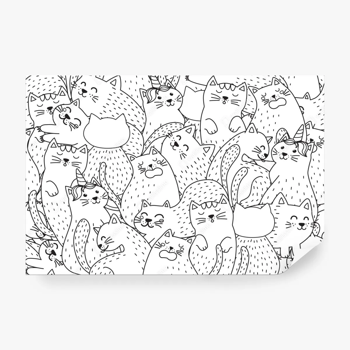 Fototapeta wzór z kotami w stylu doodle – Wallissimo® Fototapeta wzór z kotami w stylu doodle – Wallissimo®