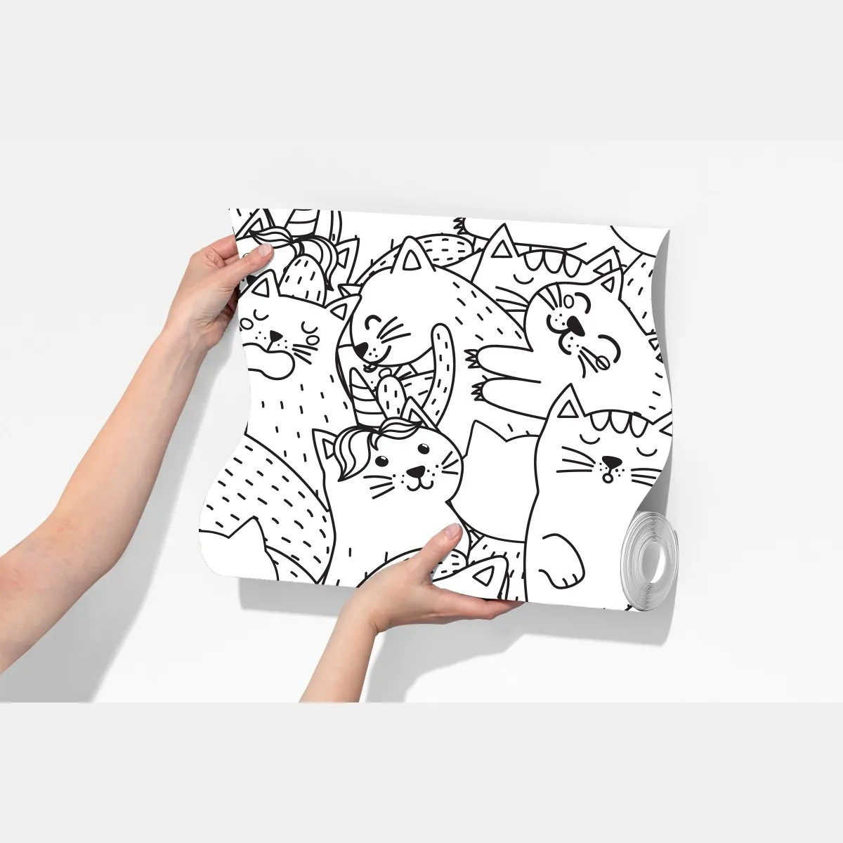 Fototapeta wzór z kotami w stylu doodle – Wallissimo® Fototapeta wzór z kotami w stylu doodle – Wallissimo®