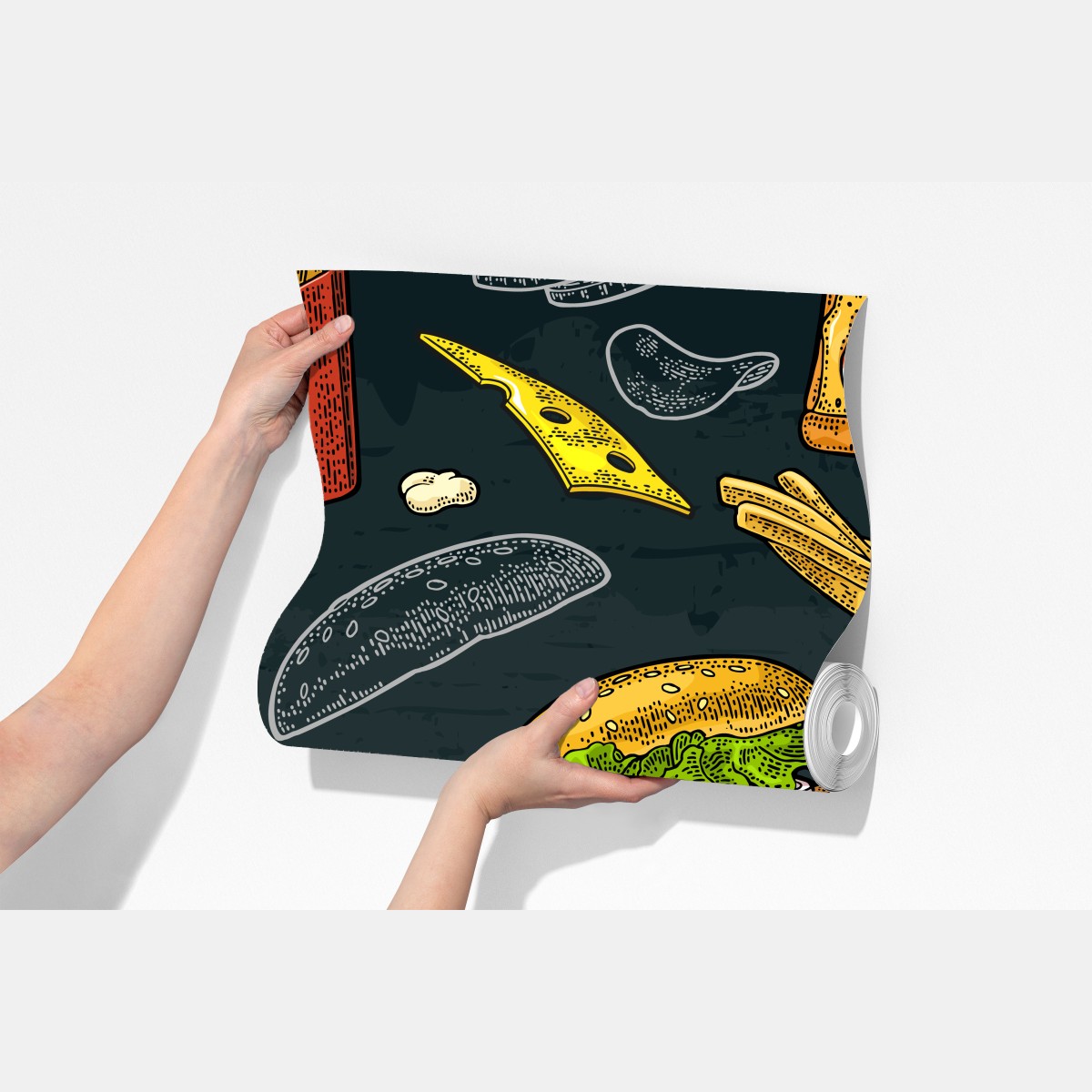 Fototapeta retro wzór fast food – Wallissimo® Fototapeta retro wzór fast food – Wallissimo®