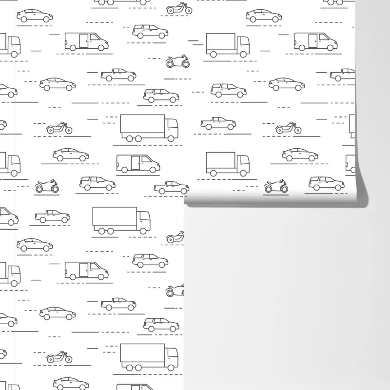 Fototapeta monochromatyczny wzór pojazdów – Wallissimo® Fototapeta monochromatyczny wzór pojazdów – Wallissimo®