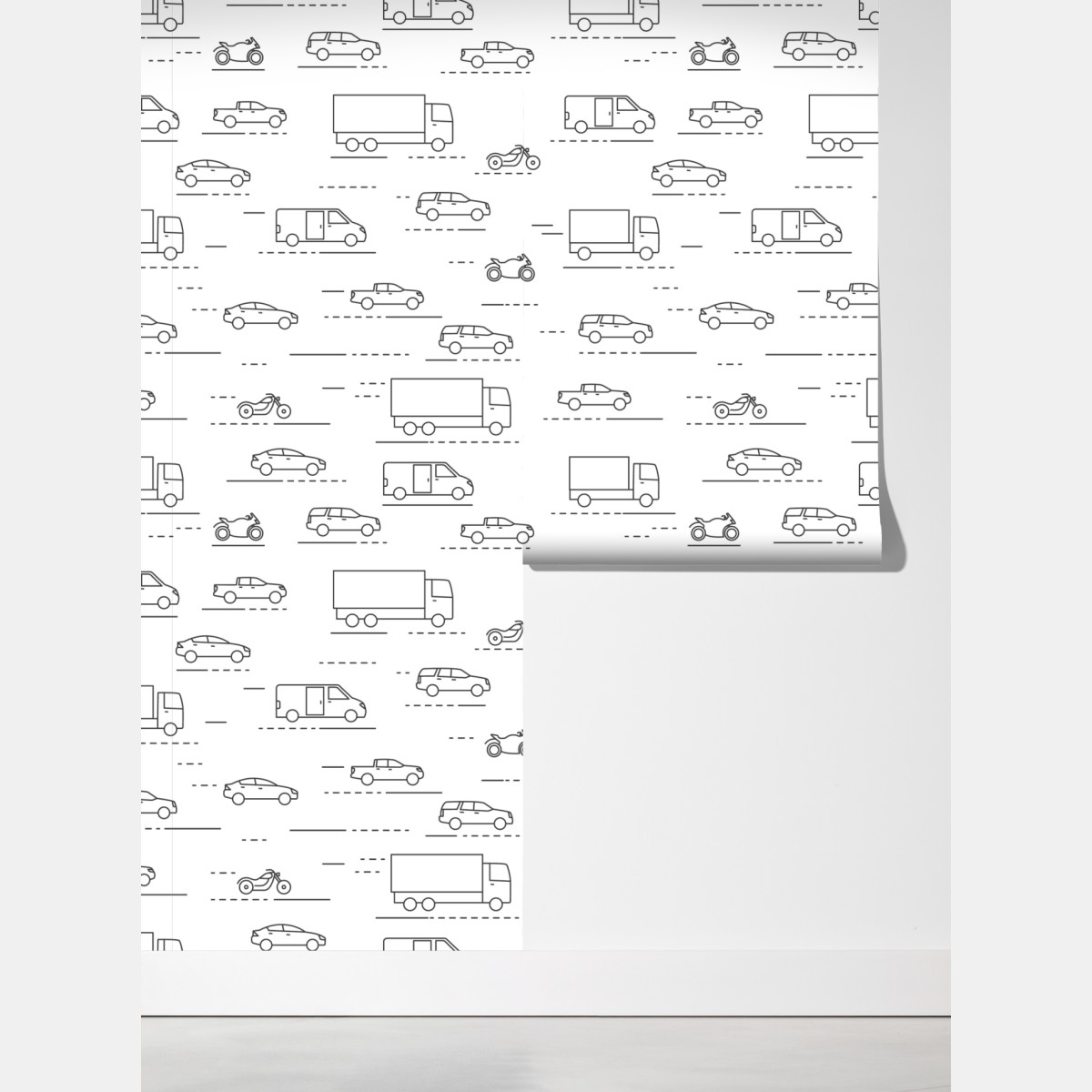 Fototapeta monochromatyczny wzór pojazdów – Wallissimo® Fototapeta monochromatyczny wzór pojazdów – Wallissimo®