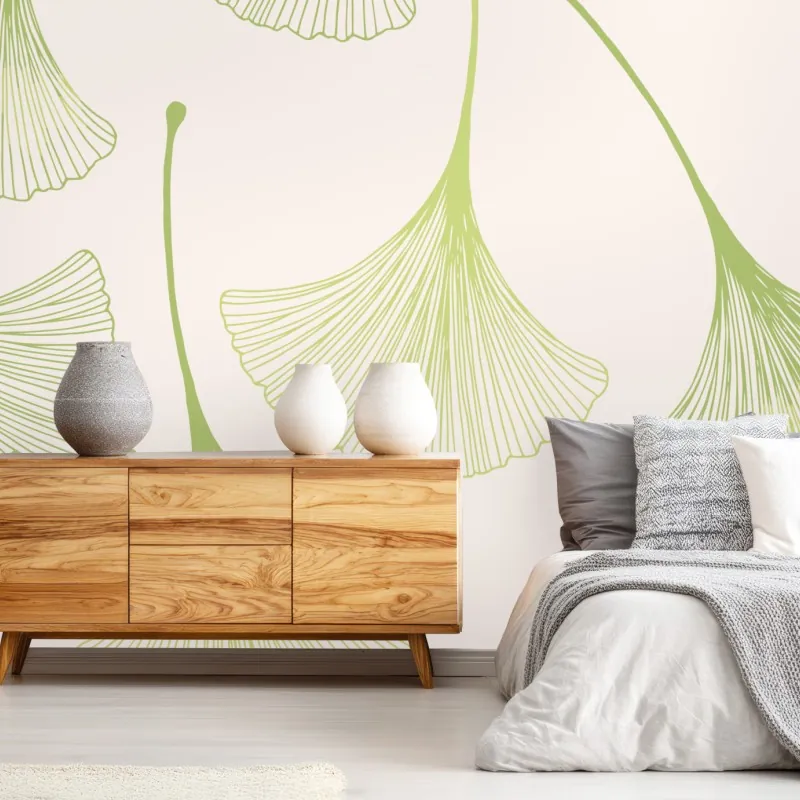 Fototapeta delikatny wzór liści miłorzębu