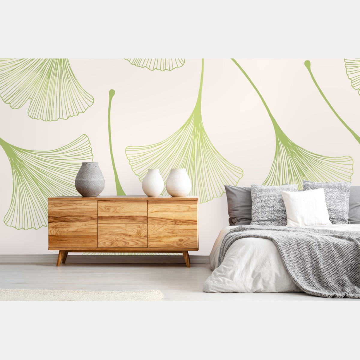 Wall mural delicate ginkgo leaf pattern