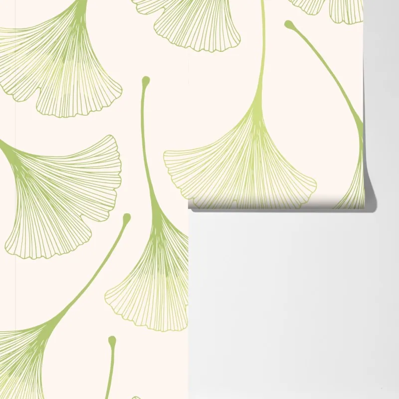 Fototapeta delikatny wzór liści miłorzębu – Wallissimo® Fototapeta delikatny wzór liści miłorzębu – Wallissimo®