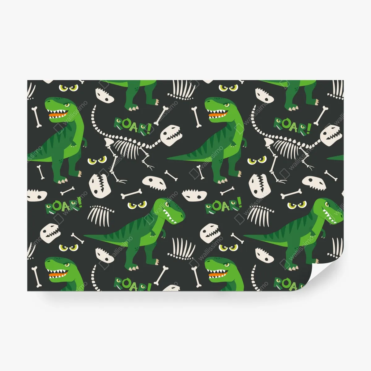 Fototapeta wesoły zielony t-rex wzór – Wallissimo® Fototapeta wesoły zielony t-rex wzór – Wallissimo®
