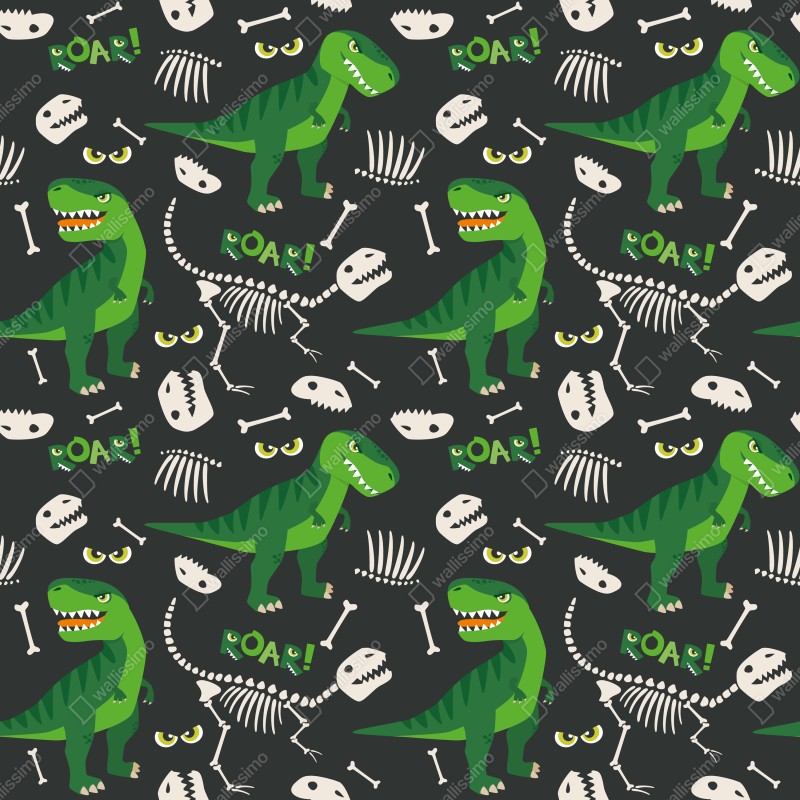 Fototapeta wesoły zielony t-rex wzór – Wallissimo® Fototapeta wesoły zielony t-rex wzór – Wallissimo®