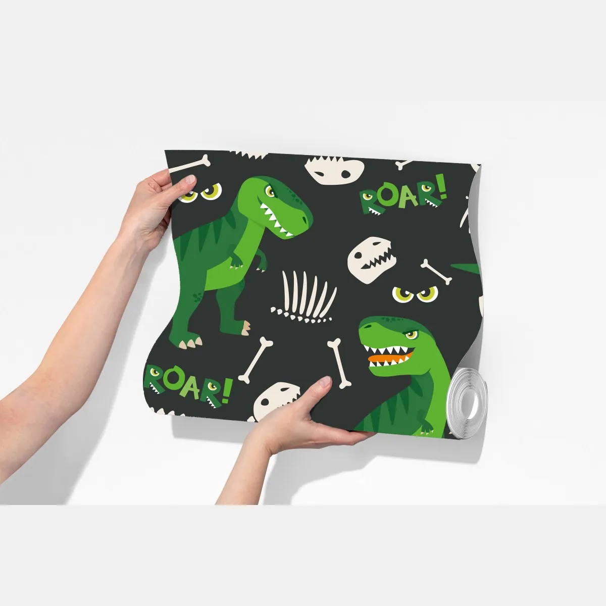 Fototapeta wesoły zielony t-rex wzór – Wallissimo® Fototapeta wesoły zielony t-rex wzór – Wallissimo®