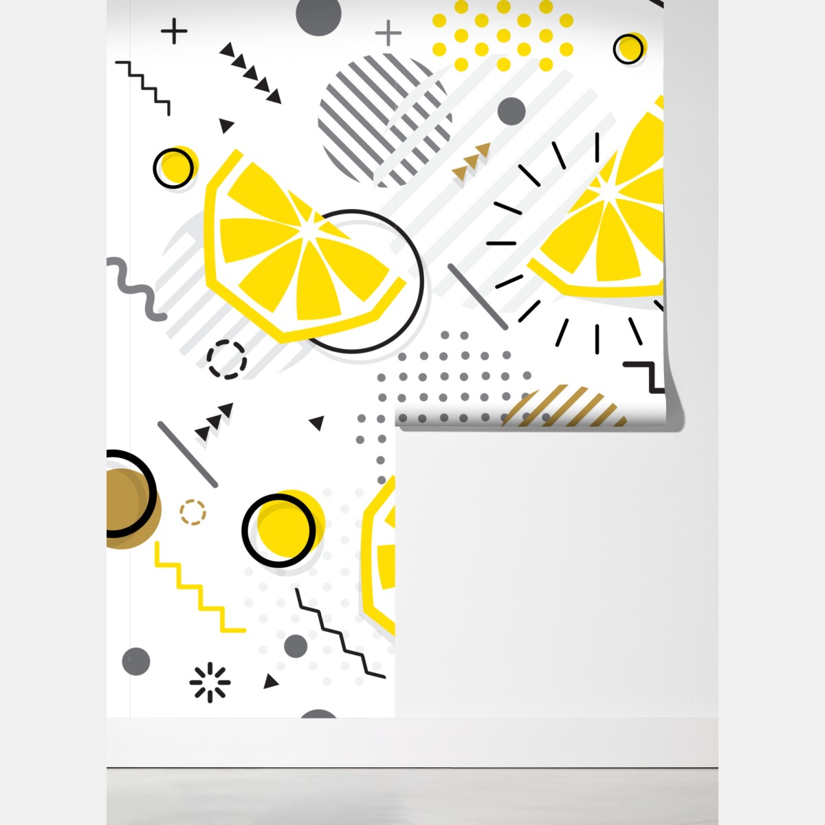 Fototapeta żywy cytrusowy wzór geometryczny – Wallissimo® Fototapeta żywy cytrusowy wzór geometryczny – Wallissimo®