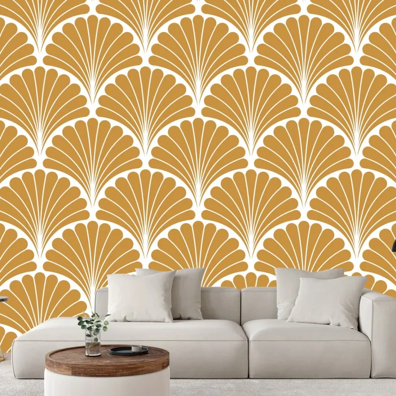 Fototapeta złoty wzór wachlarza w stylu art deco