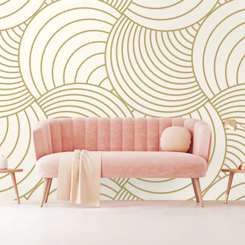 Fototapeta złoty art deco wzór okręgów