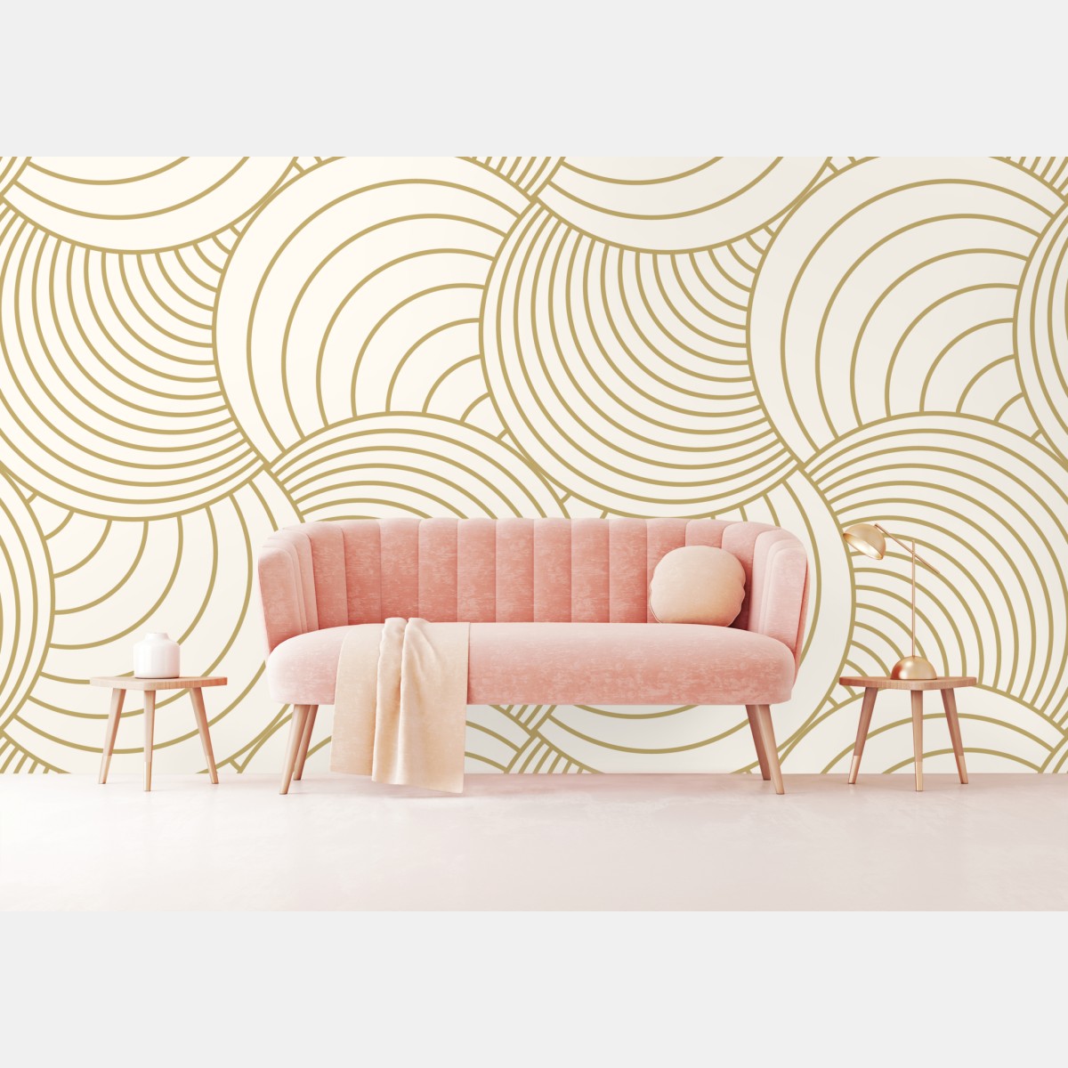 Wall mural gold art deco circle pattern