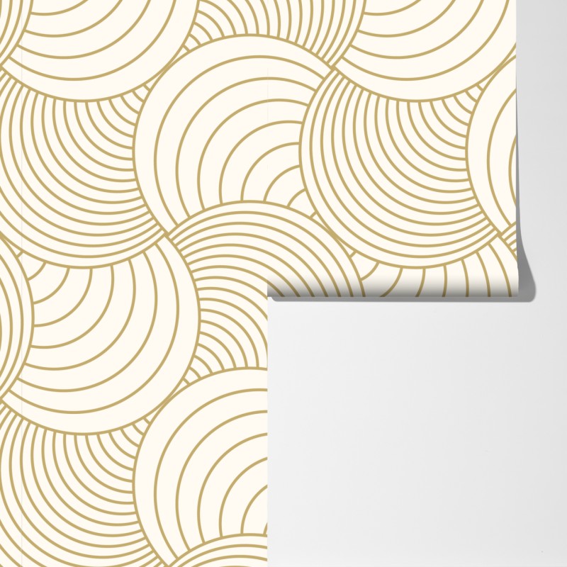 Fototapeta złoty art deco wzór okręgów – Wallissimo® Fototapeta złoty art deco wzór okręgów – Wallissimo®