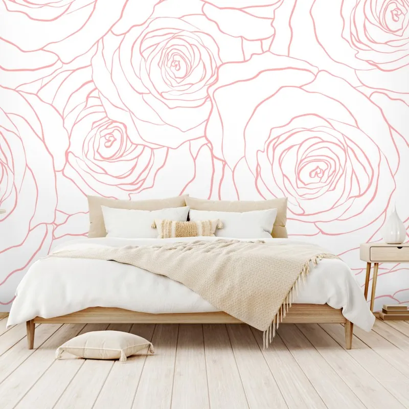 Fototapeta delikatny wzór różowych róż