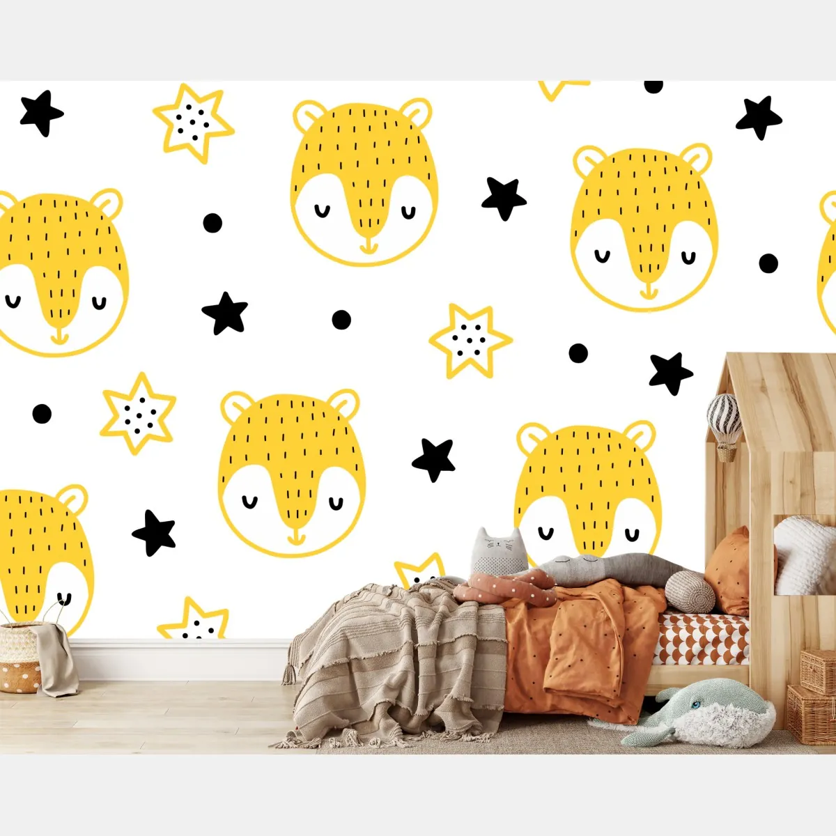 Fototapeta słodkie żółte buźki zwierząt we wzorze do pokoju dziecięcego – Wallissimo® Fototapeta słodkie żółte buźki zwierząt we wzorze do pokoju dziecięcego – Wallissimo®