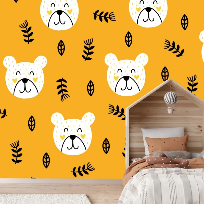 Fototapeta uroczy wzór z misiem do pokoju dziecięcego