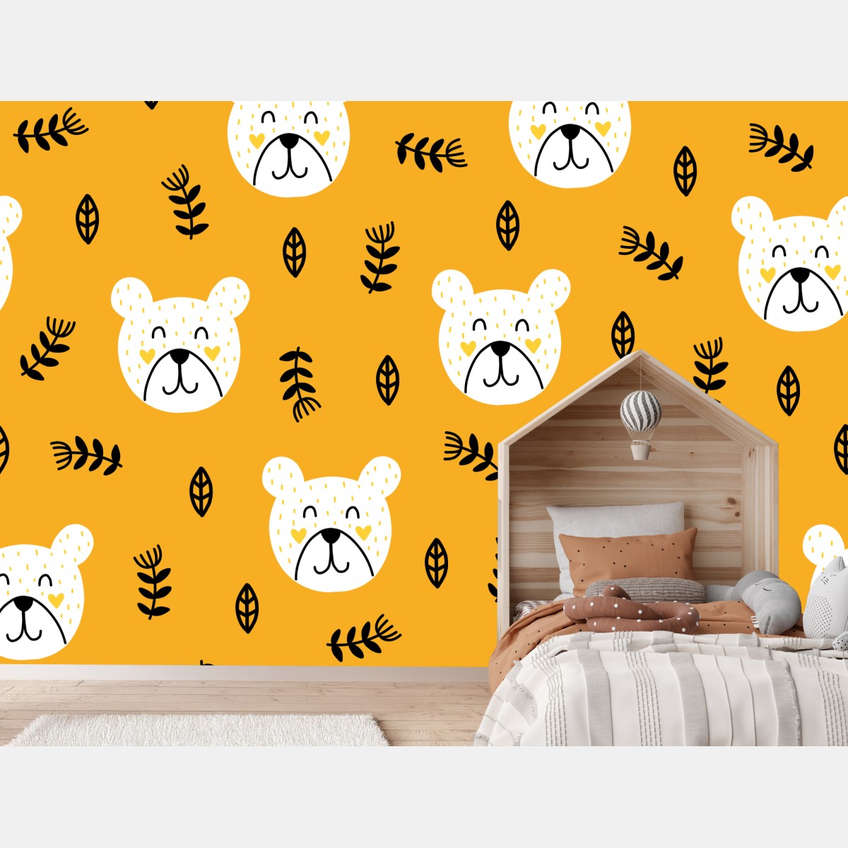 Wall mural playful bear pattern nursery print
