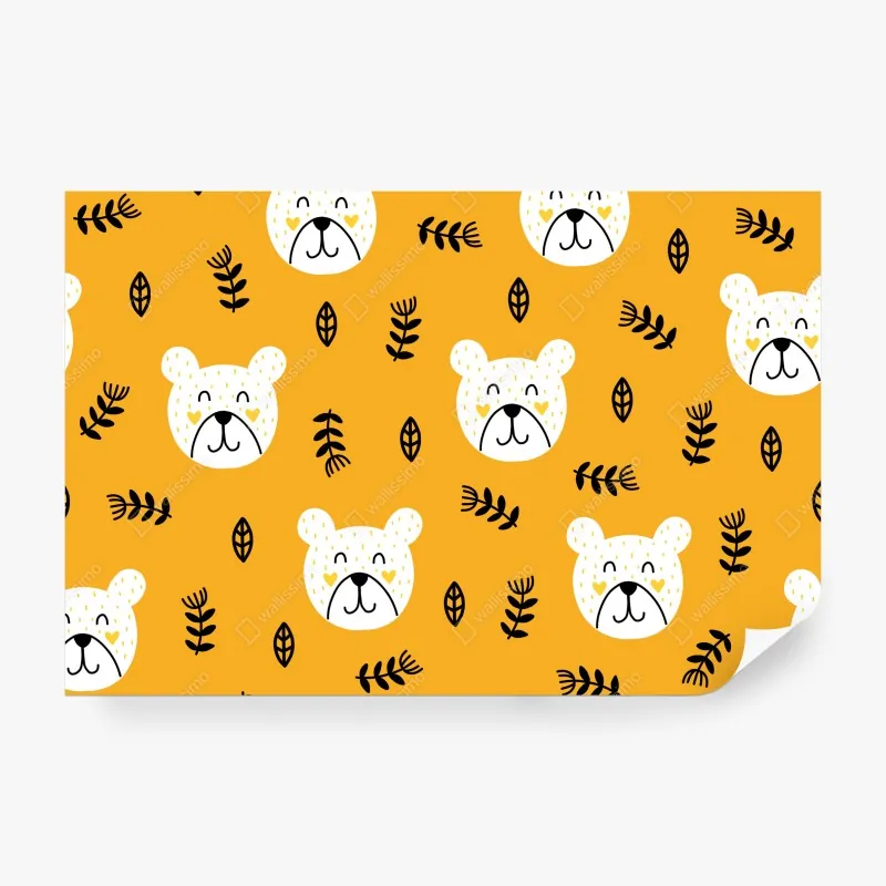 Fototapeta uroczy wzór z misiem do pokoju dziecięcego