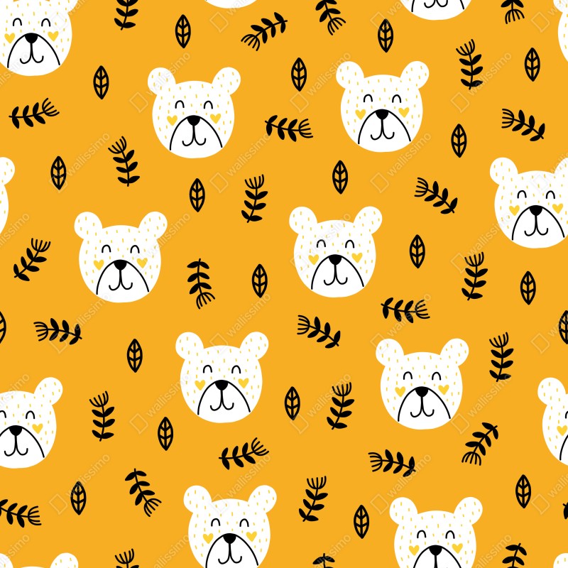 Fototapeta uroczy wzór z misiem do pokoju dziecięcego – Wallissimo® Fototapeta uroczy wzór z misiem do pokoju dziecięcego – Wallissimo®