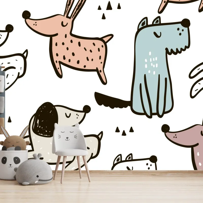 Fototapeta zabawny pastelowy wzór z psami