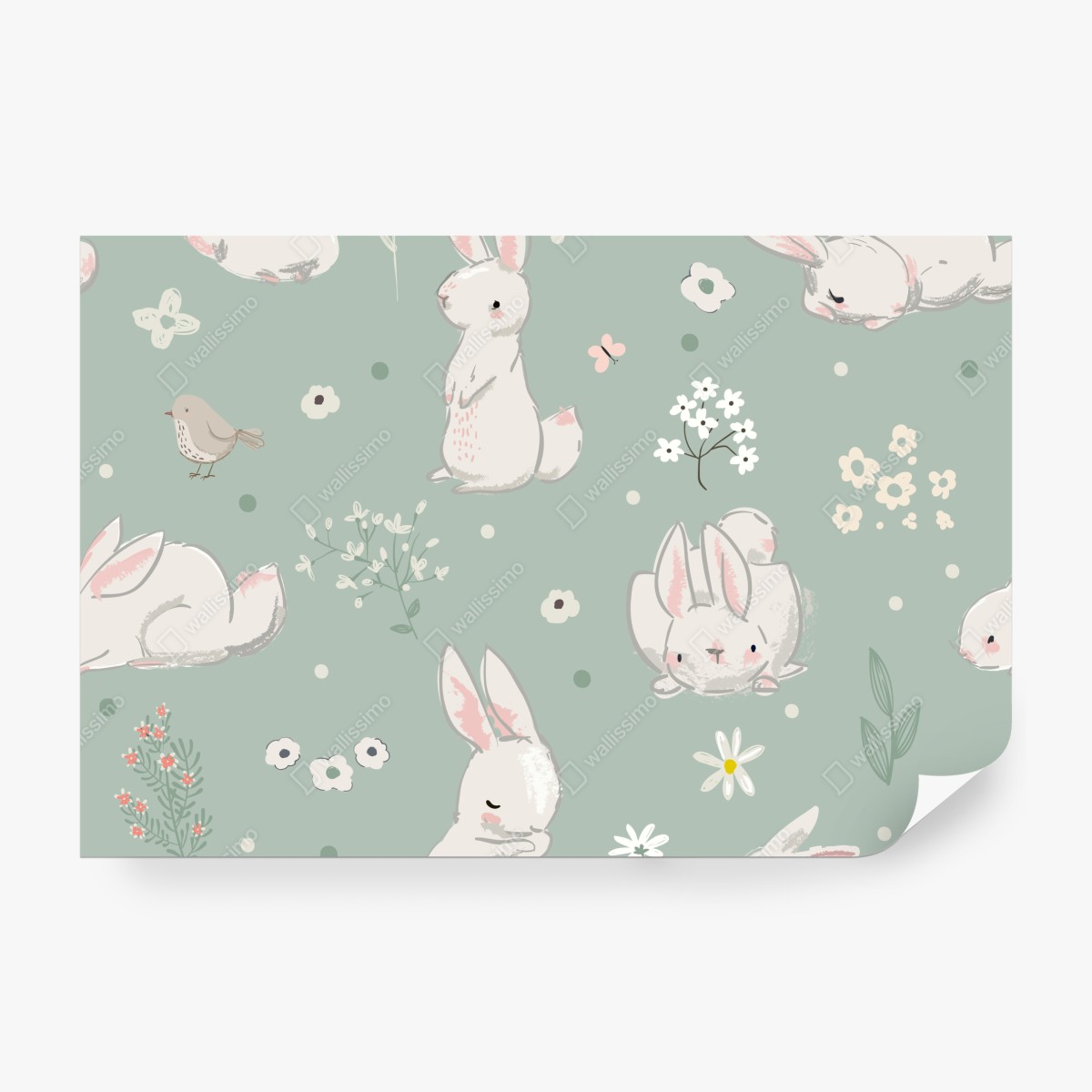 Fototapeta pastelowy wzór z króliczkami do pokoju dziecięcego – Wallissimo® Fototapeta pastelowy wzór z króliczkami do pokoju dziecięcego – Wallissimo®