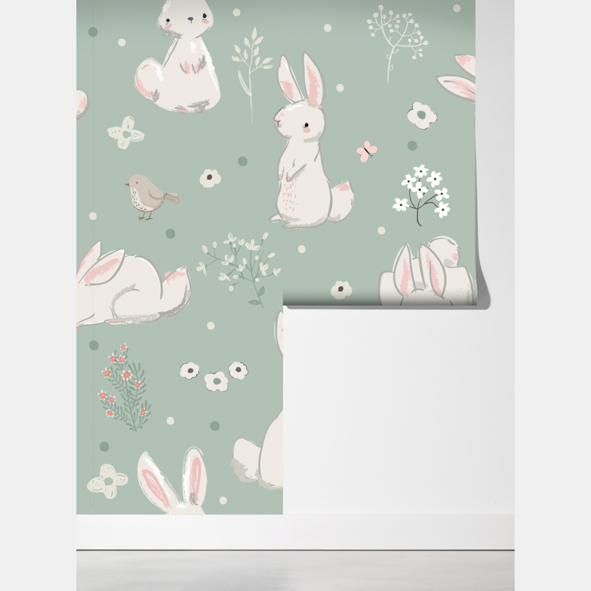 Fototapeta pastelowy wzór z króliczkami do pokoju dziecięcego – Wallissimo® Fototapeta pastelowy wzór z króliczkami do pokoju dziecięcego – Wallissimo®