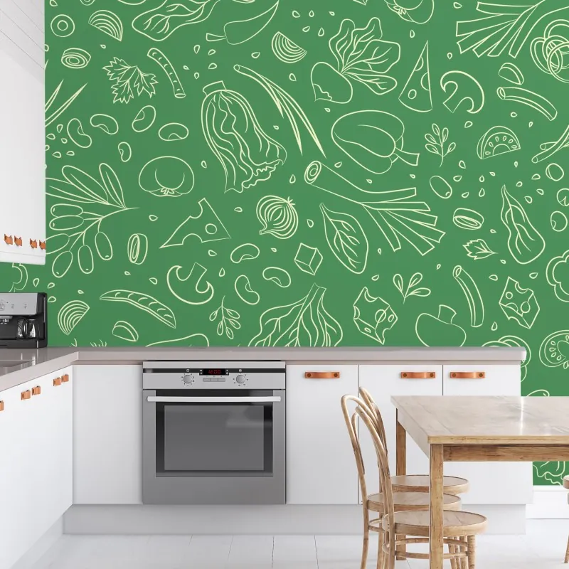 Fototapeta zielony wzór z warzywami