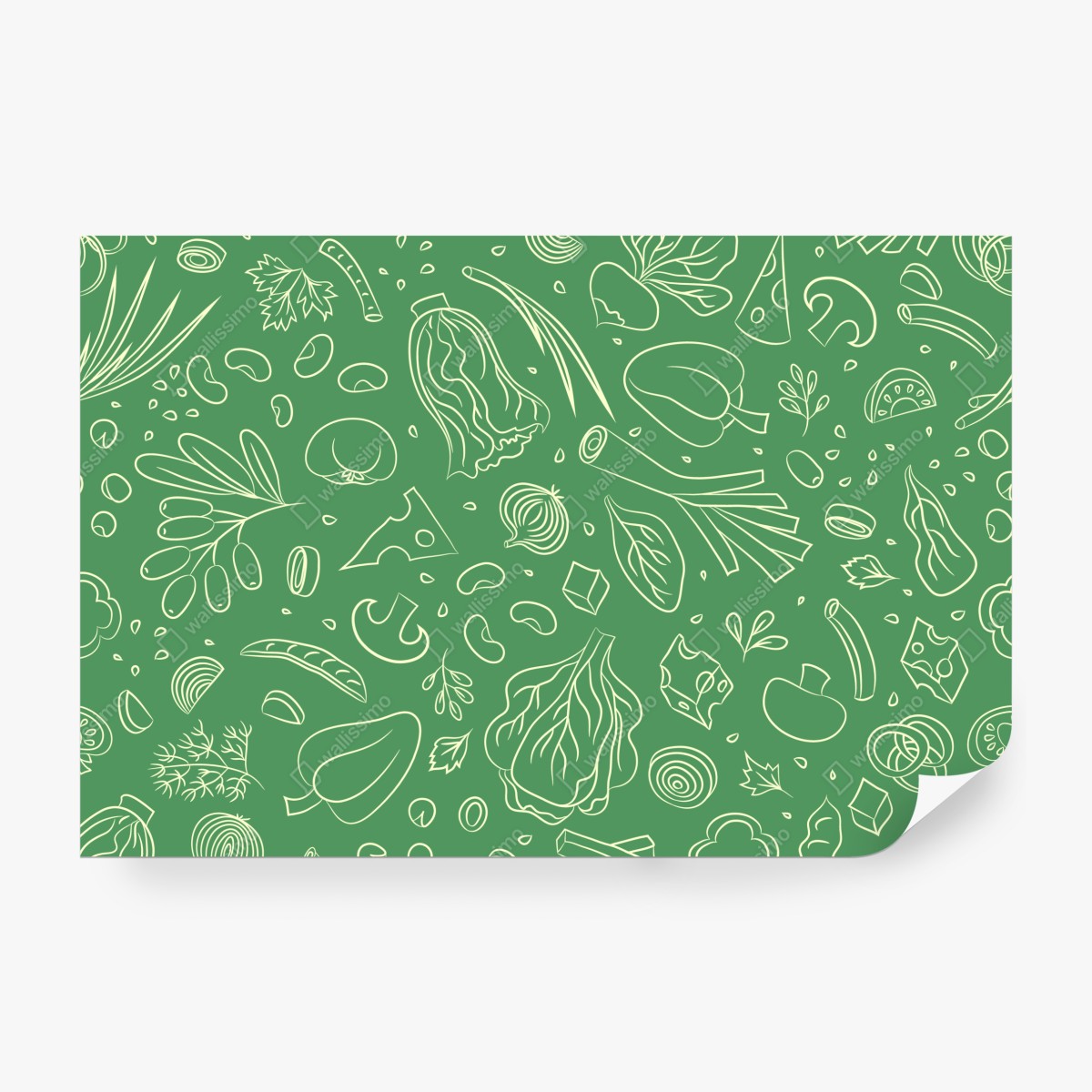 Fototapeta zielony wzór z warzywami – Wallissimo® Fototapeta zielony wzór z warzywami – Wallissimo®