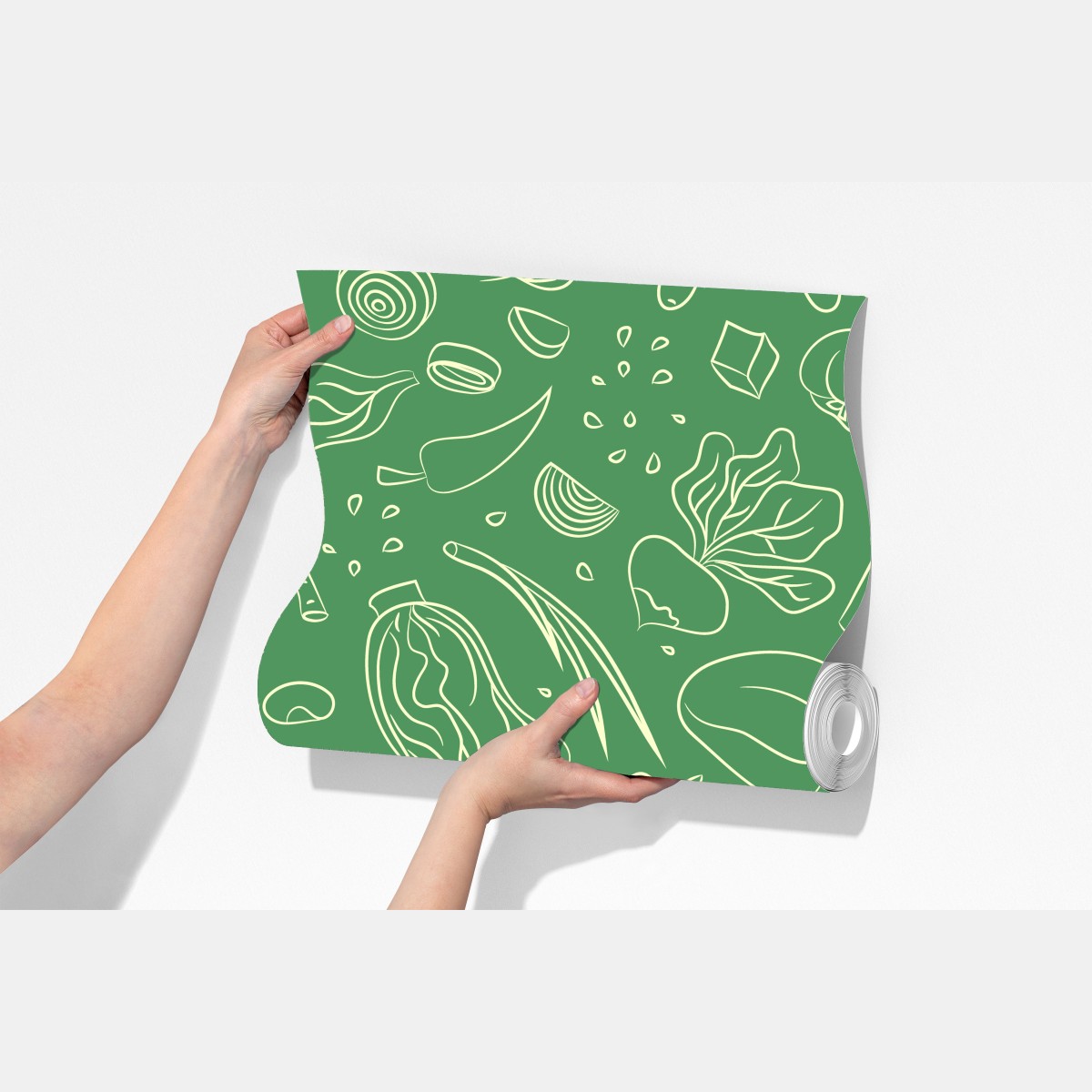 Fototapeta zielony wzór z warzywami – Wallissimo® Fototapeta zielony wzór z warzywami – Wallissimo®