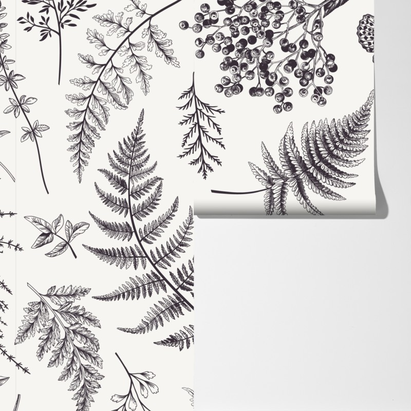 Fototapeta monochromatyczny botaniczny wzór liści – Wallissimo® Fototapeta monochromatyczny botaniczny wzór liści – Wallissimo®