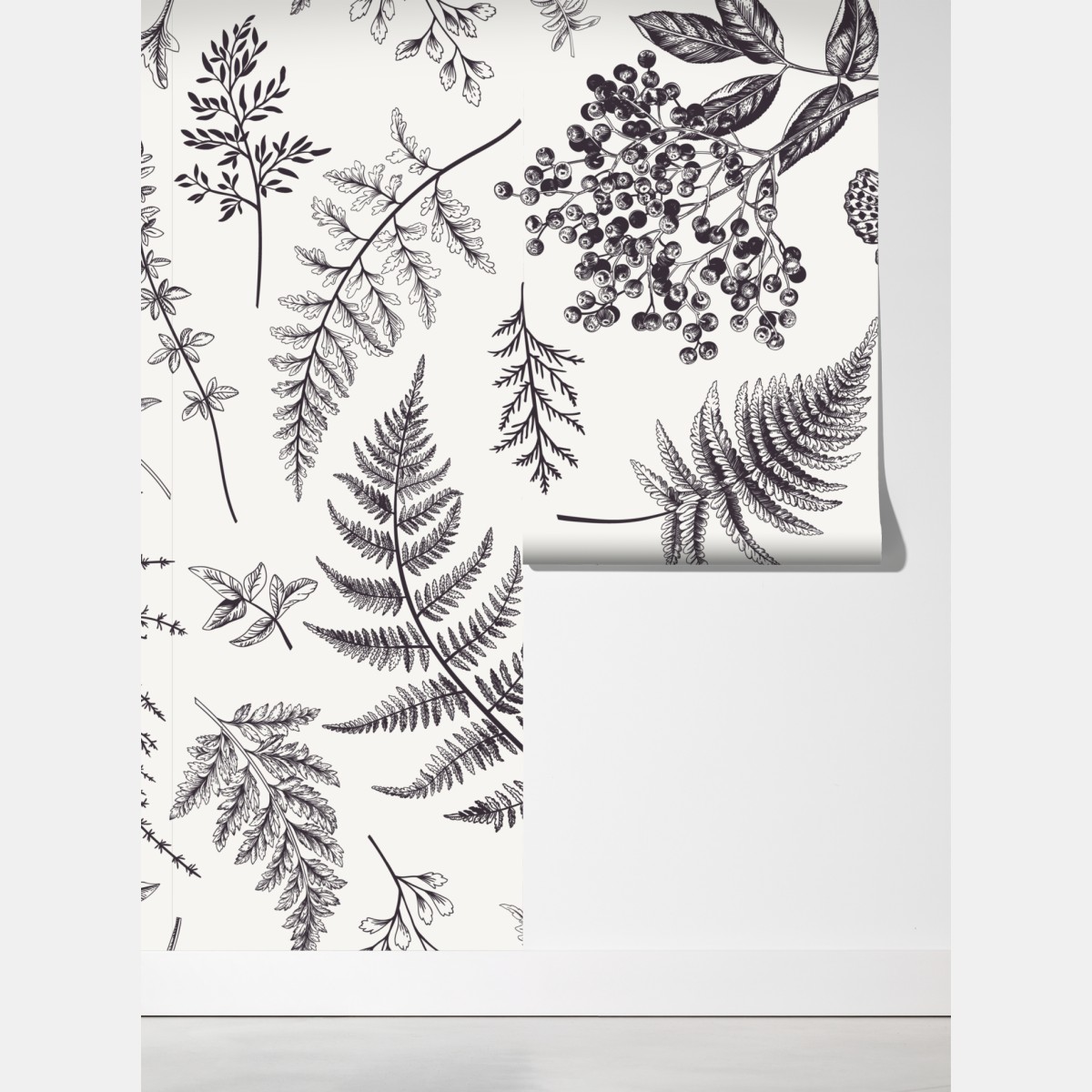 Fototapeta monochromatyczny botaniczny wzór liści – Wallissimo® Fototapeta monochromatyczny botaniczny wzór liści – Wallissimo®