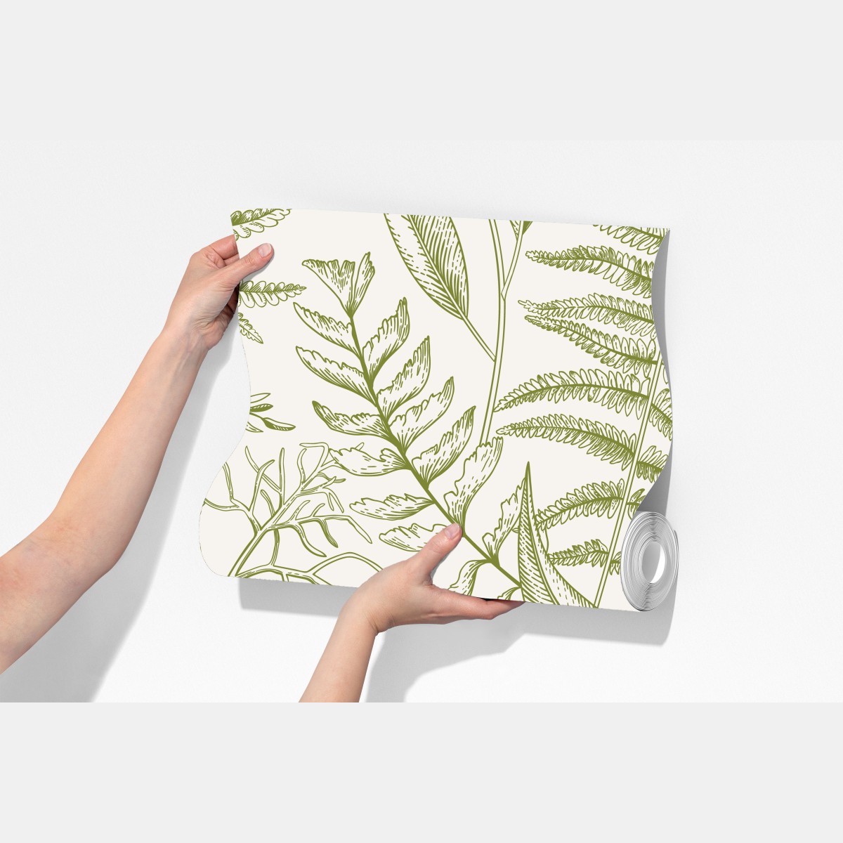 Fototapeta ręcznie rysowane zielone liście – Wallissimo® Fototapeta ręcznie rysowane zielone liście – Wallissimo®