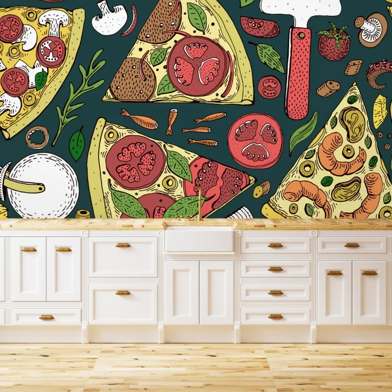 Fototapeta kolorowy wzór plasterków pizzy