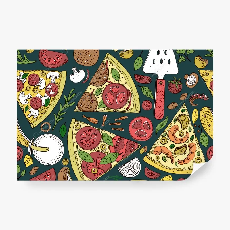 Fototapeta kolorowy wzór plasterków pizzy