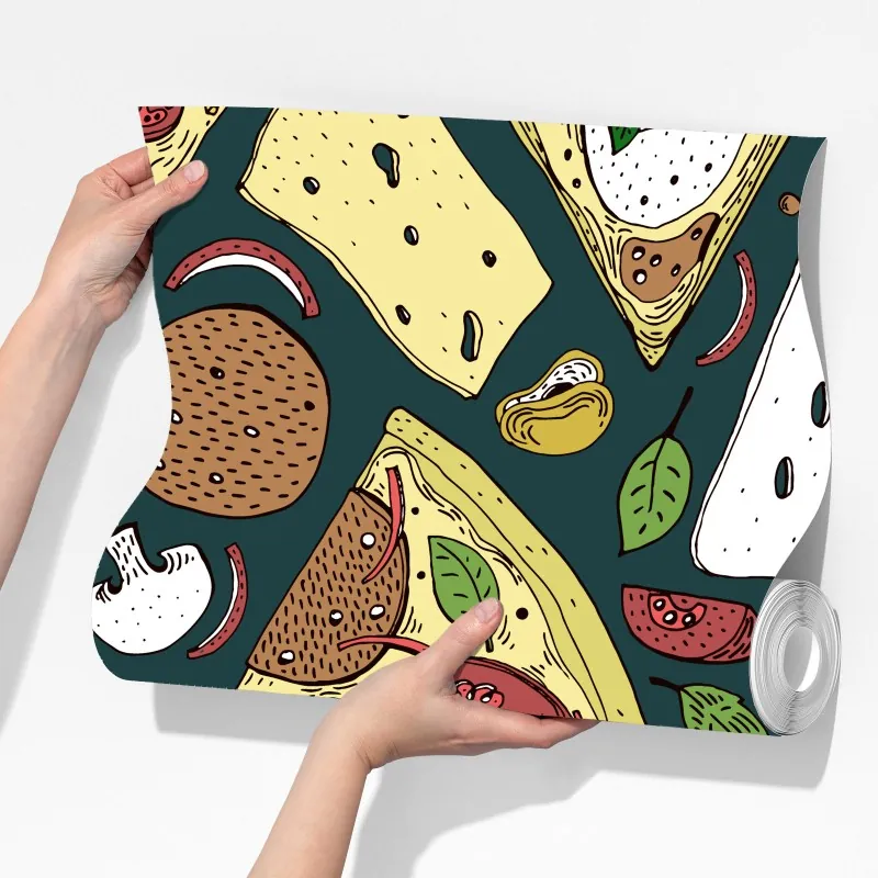 Fototapeta kolorowy wzór plasterków pizzy – Wallissimo® Fototapeta kolorowy wzór plasterków pizzy – Wallissimo®