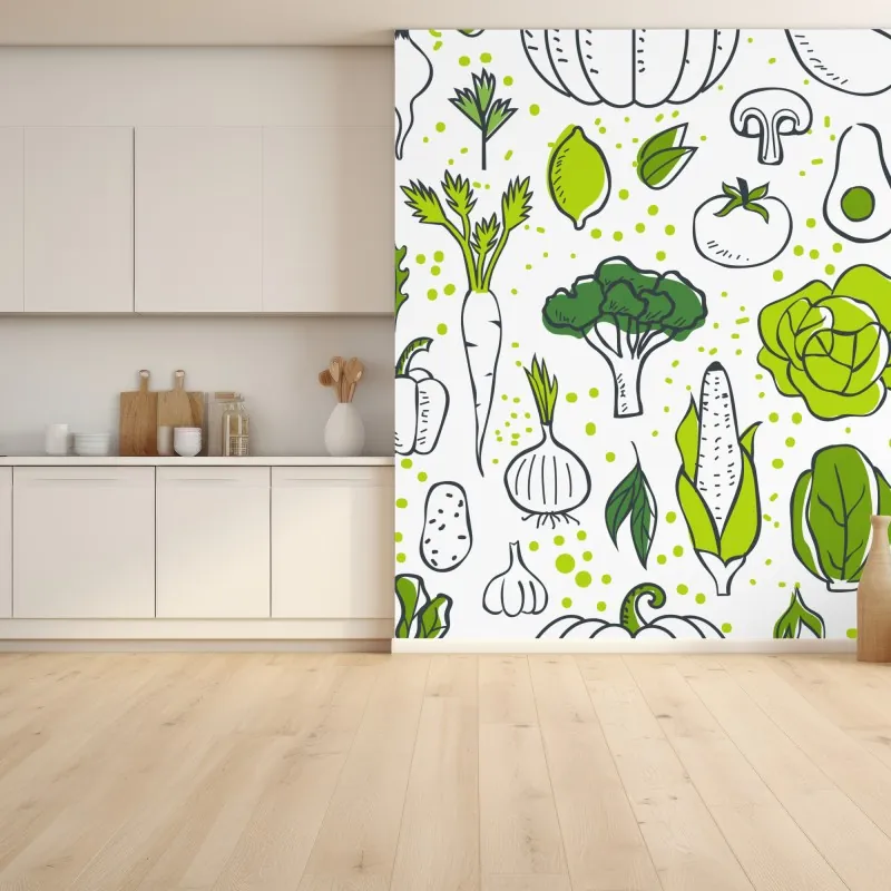 Fototapeta wzór z zielonymi warzywami