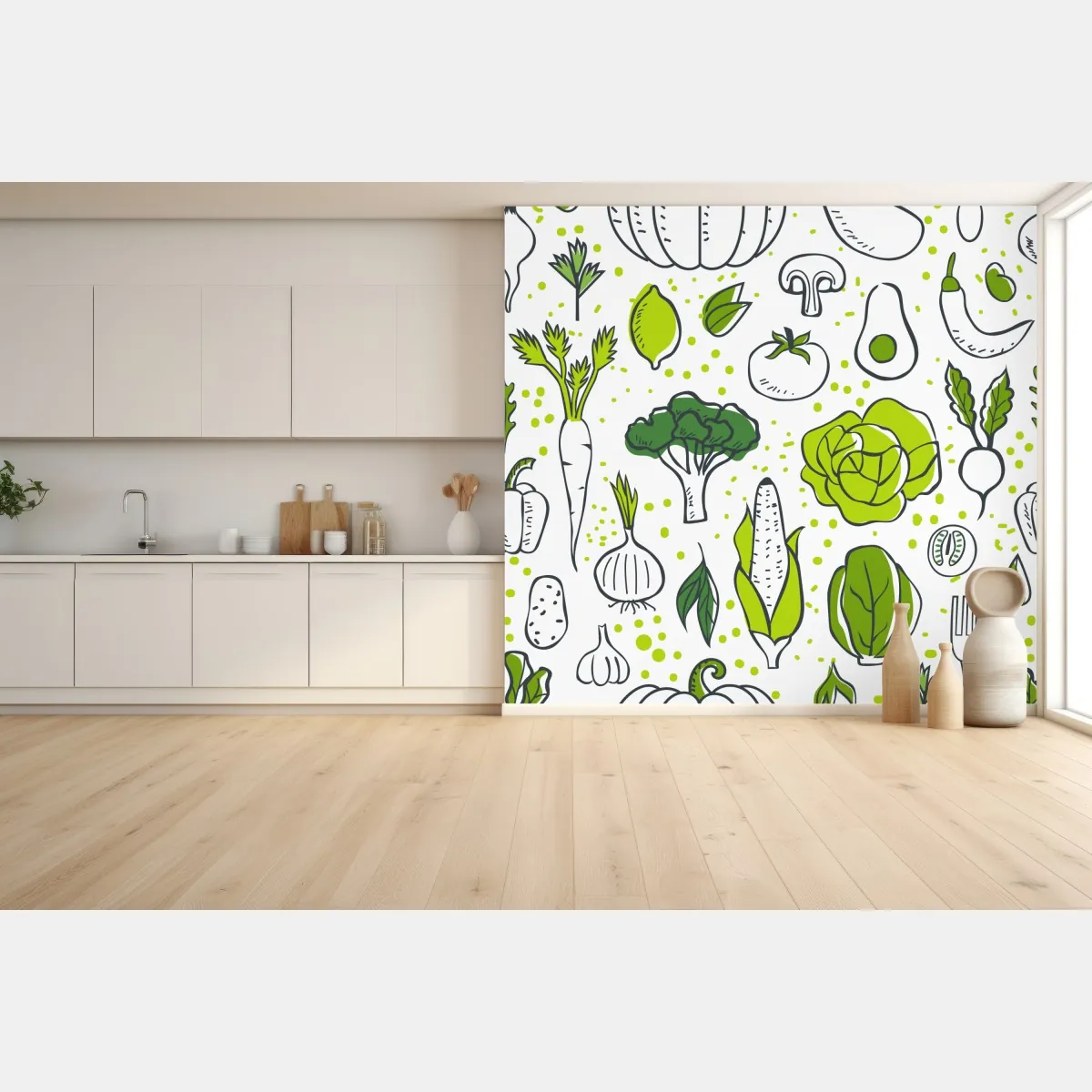 Fototapeta wzór z zielonymi warzywami – Wallissimo® Fototapeta wzór z zielonymi warzywami – Wallissimo®