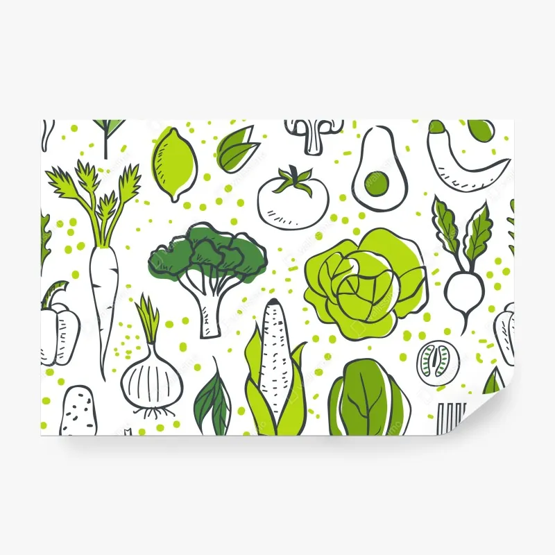 Fototapeta wzór z zielonymi warzywami