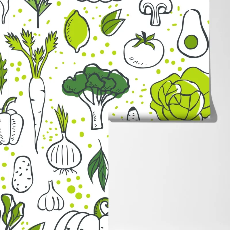 Fototapeta wzór z zielonymi warzywami – Wallissimo® Fototapeta wzór z zielonymi warzywami – Wallissimo®