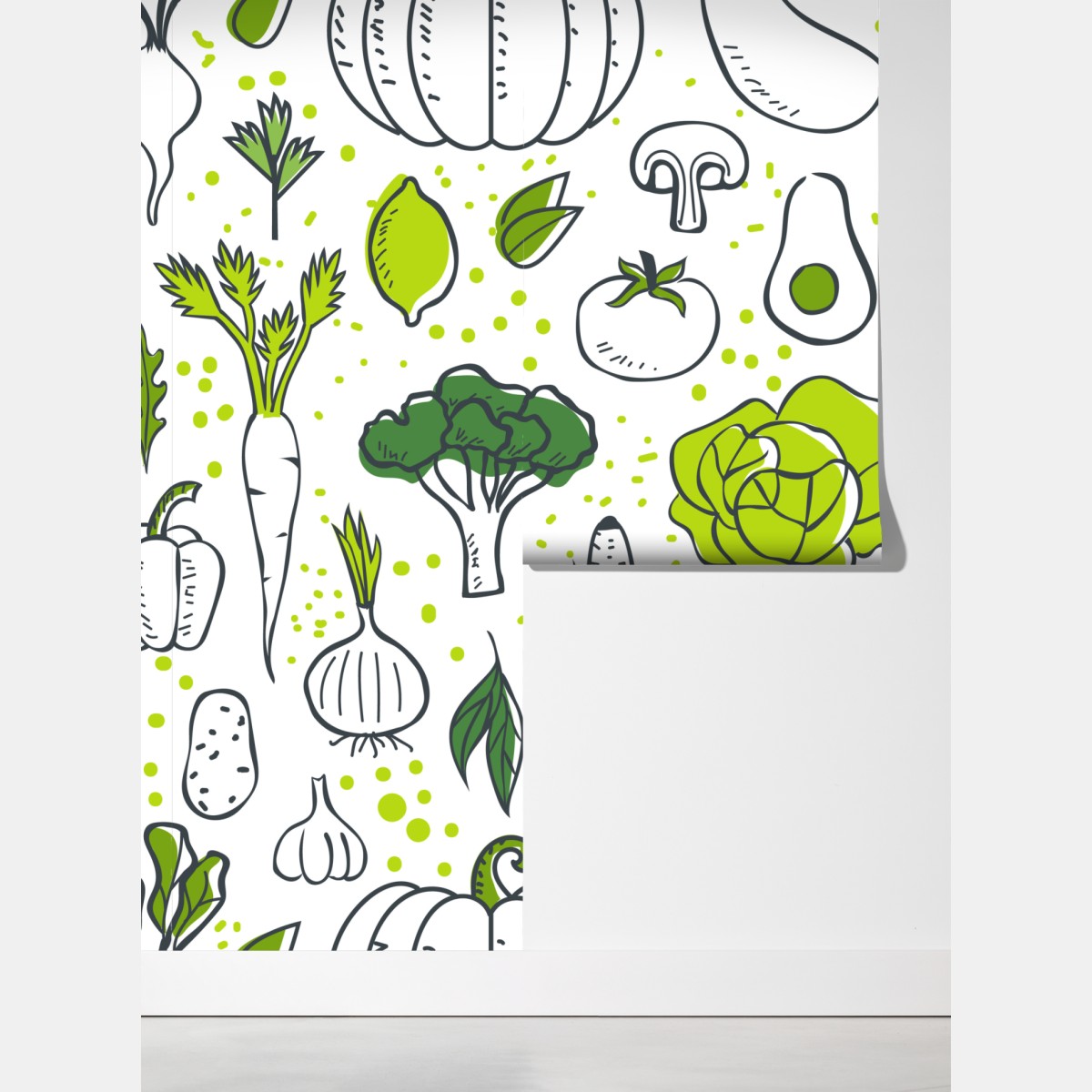 Fototapeta wzór z zielonymi warzywami – Wallissimo® Fototapeta wzór z zielonymi warzywami – Wallissimo®